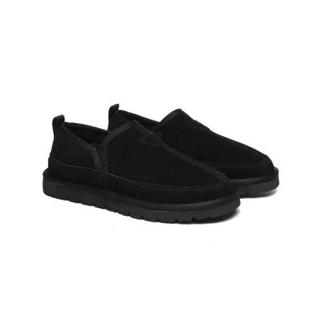 Ugg pantoufles en laine de mouton pour hommes noir