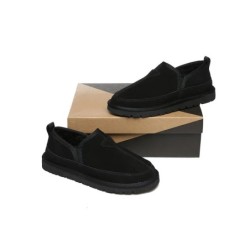 Ugg pantoufles en laine de mouton pour hommes noir