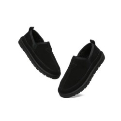 Ugg pantoufles en laine de mouton pour hommes noir