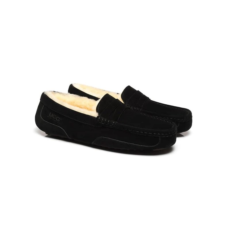 Ugg hommes en peau de mouton Casual moccasins noir