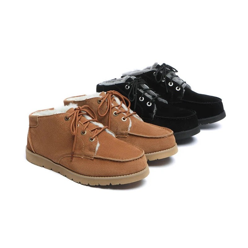 Ugg hommes en peau de mouton lacets cheville mocassins Ryan marron