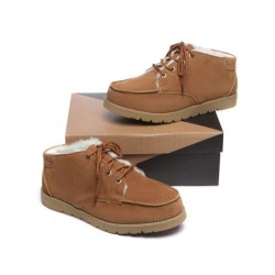 Ugg hommes en peau de mouton lacets cheville mocassins Ryan marron