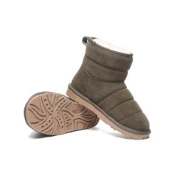 Ugg Mini bottes Puff en laine de mouton Vert armée