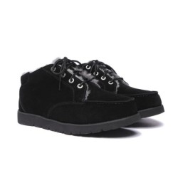 Ugg hommes en peau de mouton lacets cheville mocassins Ryan noir