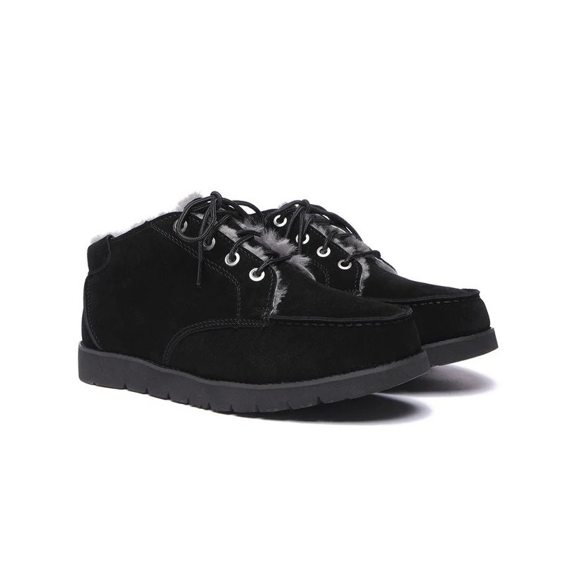 Ugg hommes en peau de mouton lacets cheville mocassins Ryan noir