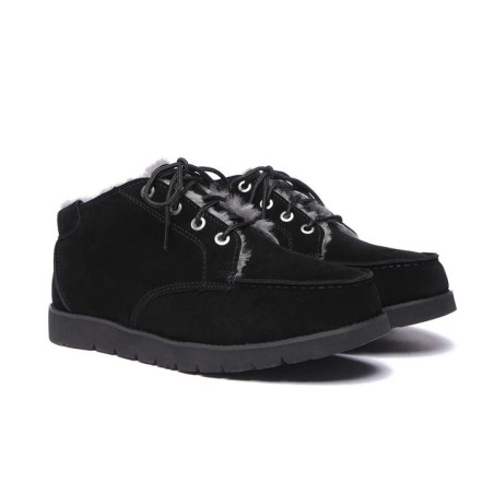 Ugg hommes en peau de mouton lacets cheville mocassins Ryan noir