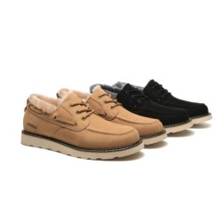 Everau hommes en peau de mouton mocassins à lacets Trekker brun