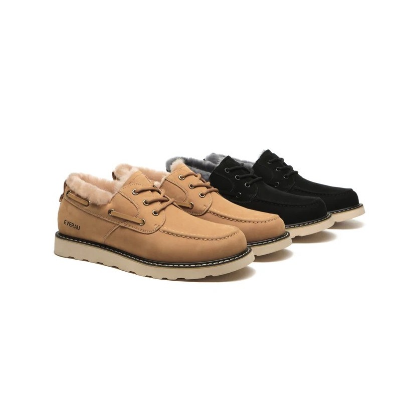 Everau hommes en peau de mouton mocassins à lacets Trekker brun