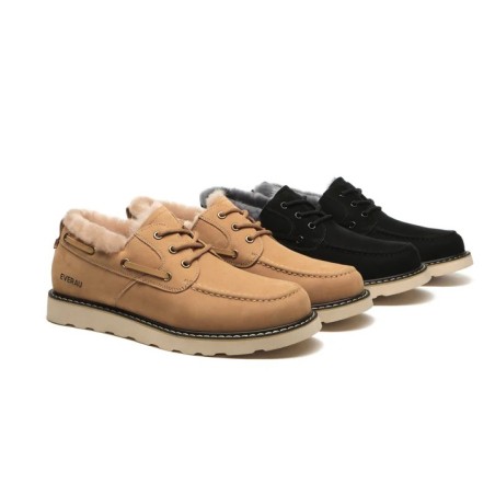 Everau hommes en peau de mouton mocassins à lacets Trekker brun