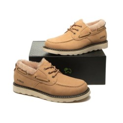 Everau hommes en peau de mouton mocassins à lacets Trekker brun