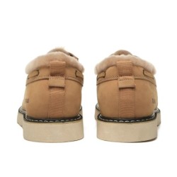Everau hommes en peau de mouton mocassins à lacets Trekker brun