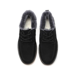 Everau hommes en peau de mouton mocassins à lacets Trekker noir