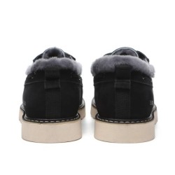 Everau hommes en peau de mouton mocassins à lacets Trekker noir