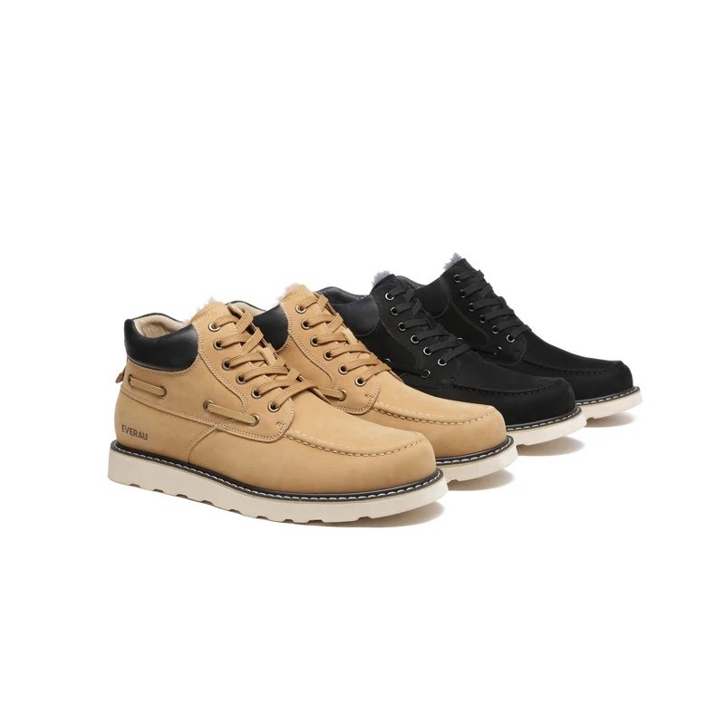 Everau Bottes décontractées en peau de mouton pour hommes Summit brun