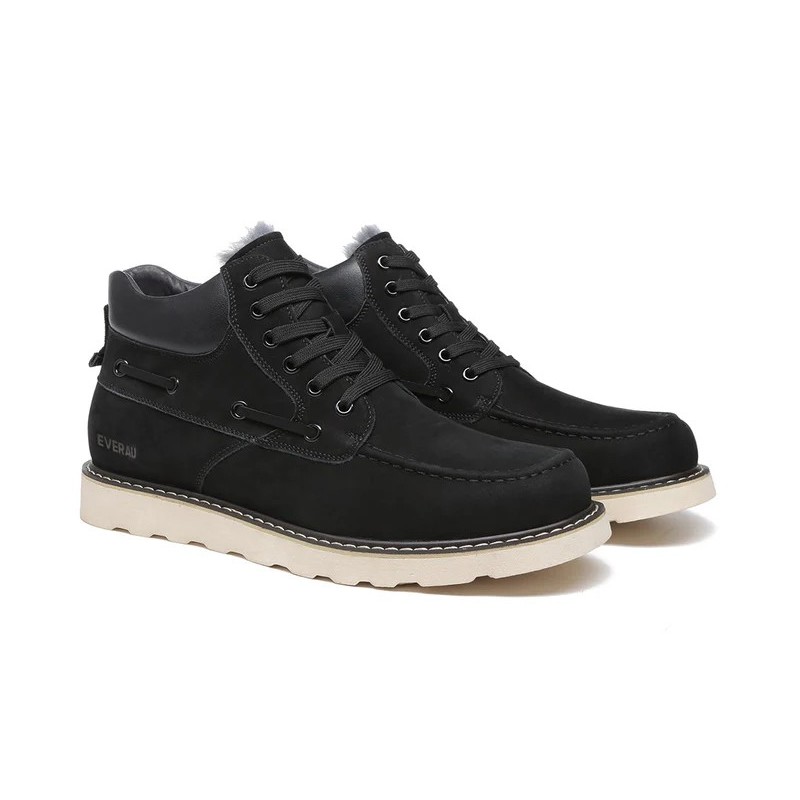Everau Bottes décontractées en peau de mouton pour hommes Summit noir
