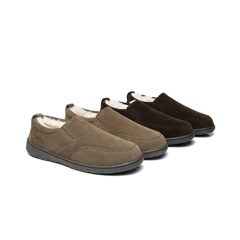 Ugg pantoufles homme en laine de mouton Dino châtaigne
