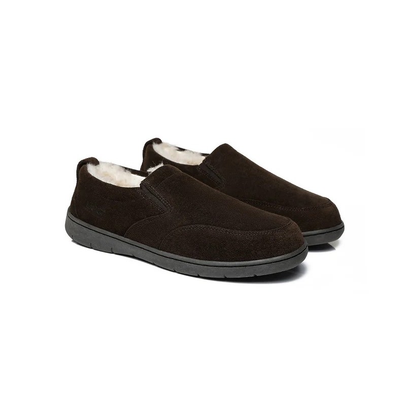 Ugg pantoufles homme en laine de mouton Dino chocolat