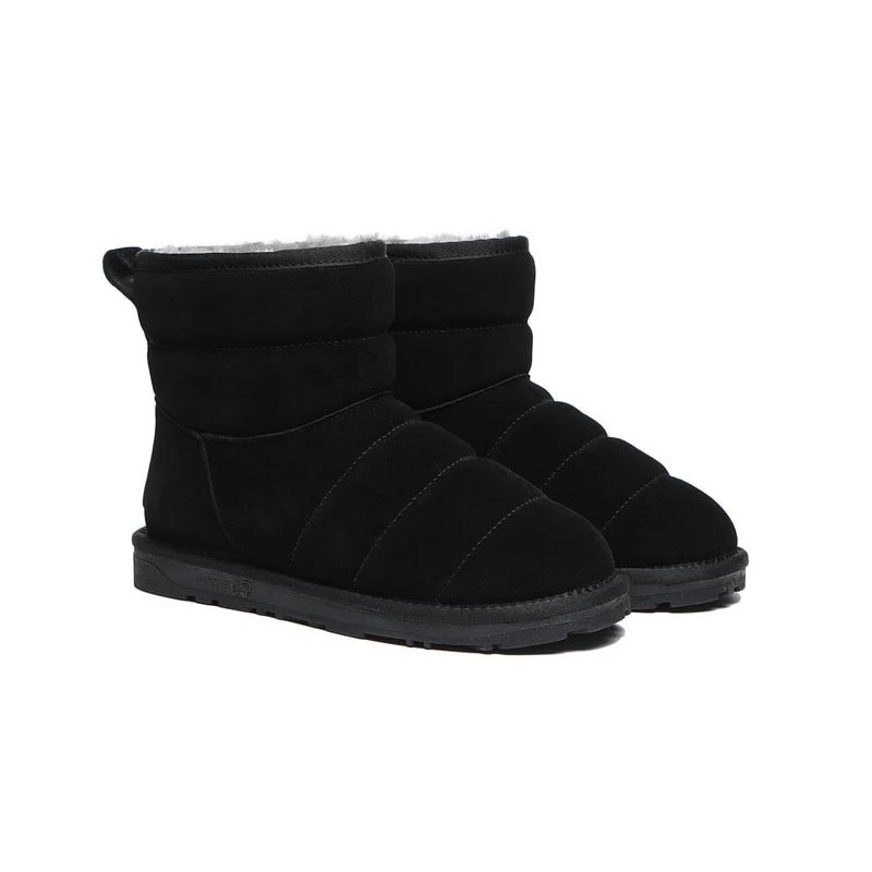 Ugg Mini bottes Puff en laine de mouton Noir