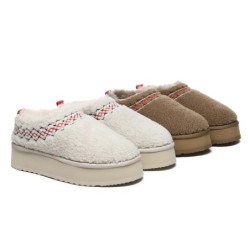 Ugg pantoufles en peau de mouton laine peluche plateforme cheville Madge marron