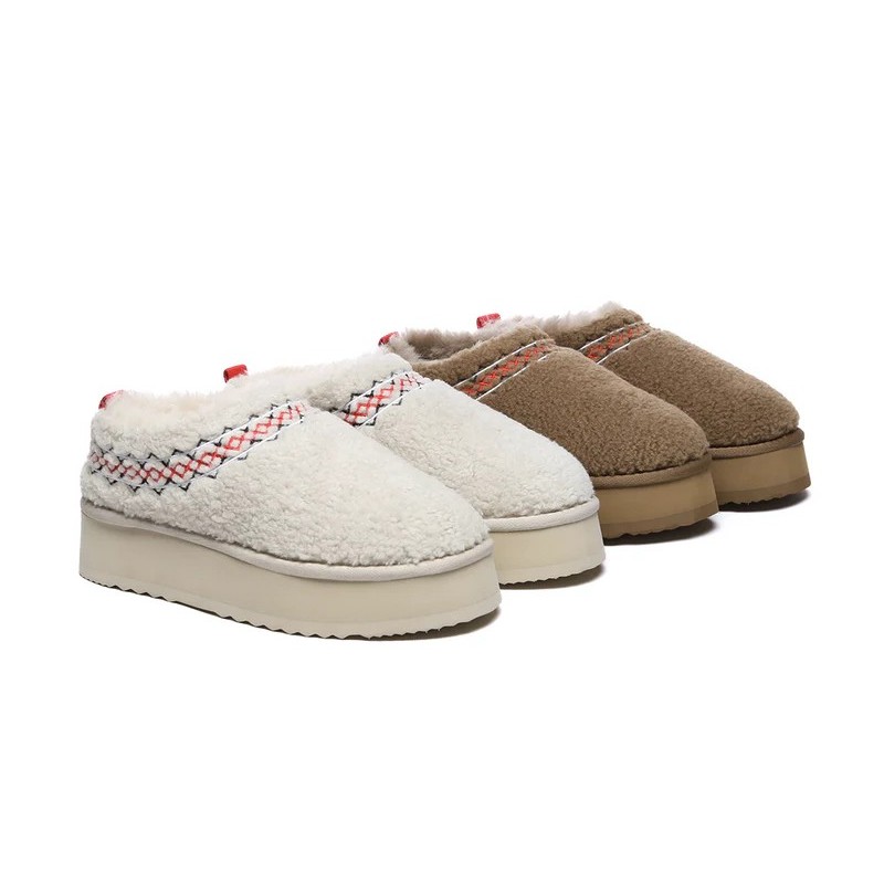 Ugg pantoufles en peau de mouton laine peluche plateforme cheville Madge marron
