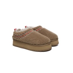 Ugg pantoufles en peau de mouton laine peluche plateforme cheville Madge marron
