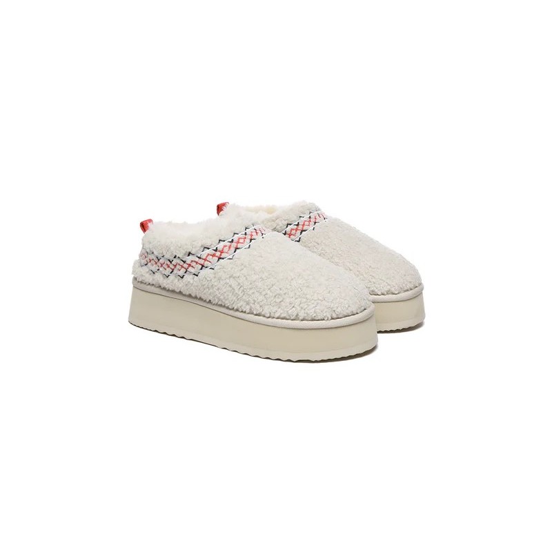 Ugg pantoufles en peau de mouton laine peluche plateforme cheville Madge sable