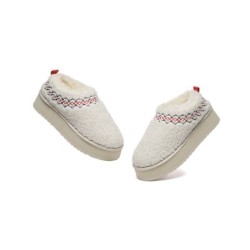 Ugg pantoufles en peau de mouton laine peluche plateforme cheville Madge sable