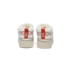 Ugg pantoufles en peau de mouton laine peluche plateforme cheville Madge sable