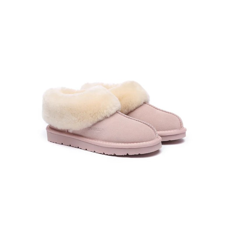 Ugg sandales en peau de mouton et laine rose